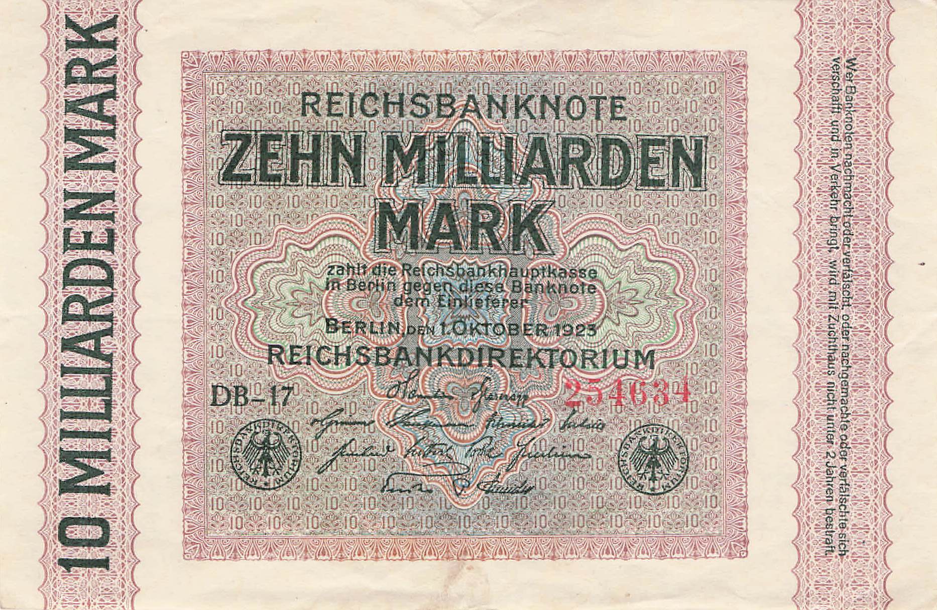 Ro.114 10 Milliarden Mark 1923